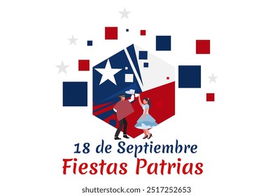 Translate: September 18, National holiday. Happy Independence day of Chile vector illustration. Suitable for greeting card, poster and banner.