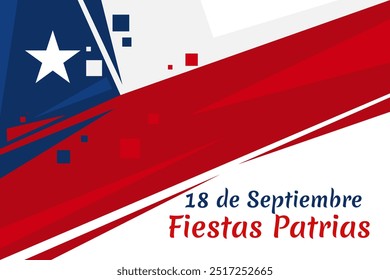 Translate: September 18, National holiday. Happy Independence day of Chile vector illustration. Suitable for greeting card, poster and banner.