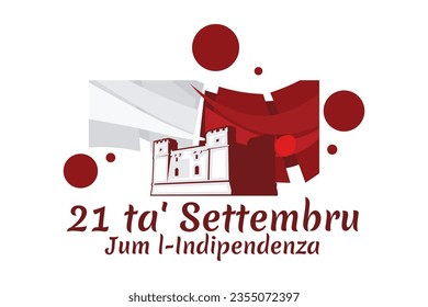 Übersetzen: 21. September, Unabhängigkeitstag. Feiertage auf Malta, Vektorgrafik. Geeignet für Grußkarten, Poster und Banner.