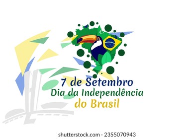 Traducir: 7 de setiembre, Día de la Independencia. Ilustración vectorial de la independencia de Brasil. Adecuado para tarjetas de felicitación, afiches y banner.