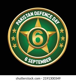 Translate: urdu typography of youm e difa pakistan defense day, 6th September with shield. vector illustration.