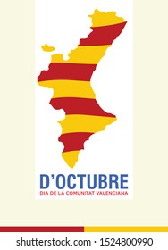 Translated Text: October 9; The National day of Valencia - Spain. 9 d'Octubre' Dia de la Comunitat Valenciana. Template Design. Vector Illustration.