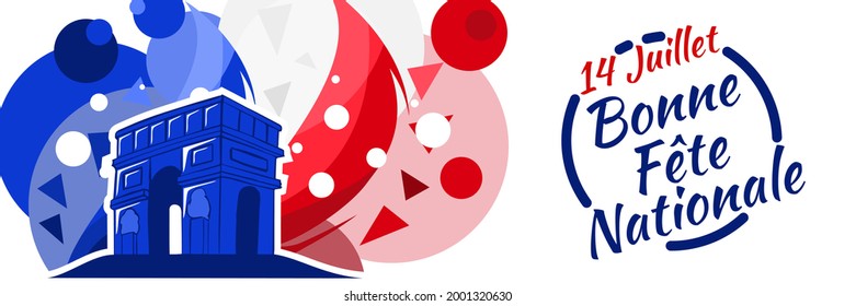 Translate:July 14, Happy National Day. Happy Happy National Day Of France Vector Illustration. Suitable For Greeting Card, Poster And Banner