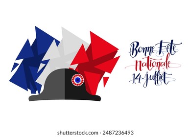 Translate:July 14, Happy National day. Happy Happy National day of France vector illustration. Suitable for greeting card, poster and banner