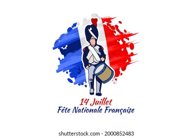 Translate:July 14, National day of France. Happy Bastille day (Fête nationale française) vector illustration. Suitable for greeting card, poster and banner