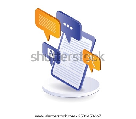 translating digital information isometric illustration