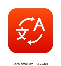 Translating icon digital red for any design isolated on white vector illustration