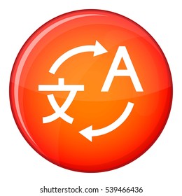 Translating icon in red circle isolated on white background vector illustration