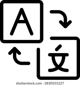 Translating Outline Icon, Language Conversion Process Interpretation