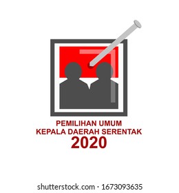 Translation: 2020 Simultaneous local elections. Electing regents, mayors and governors in several regions in Indonesia vector illustration. 