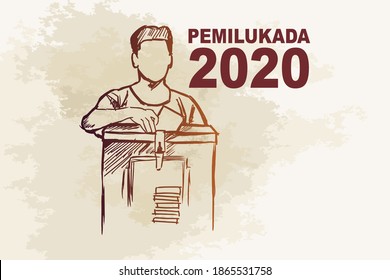 Translation: 2020 Simultaneous local elections. Electing regents, mayors and governors in several regions in Indonesia vector illustration. 