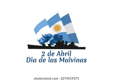 Translation: April 2, Malvinas Day. vector illustration. Suitable for greeting card, poster and banner.