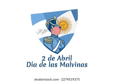 Translation: April 2, Malvinas Day. vector illustration. Suitable for greeting card, poster and banner.