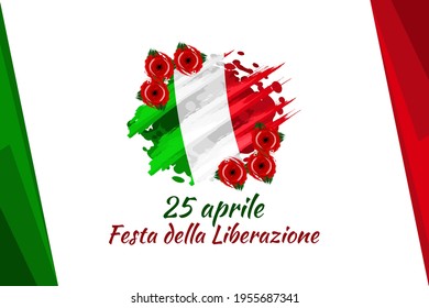 Übersetzung: 25. April, Tag der Befreiung. Nationalfeiertag der italienischen Vektorgrafik. Geeignet für Grußkarten, Poster und Banner. 