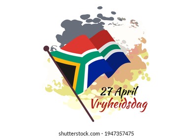 Traducción: 27 de abril. Día de la Libertad. Ilustración del Día de la Libertad (Vryheidsdag) Día Nacional del Vector de Sudáfrica. Adecuado para tarjetas de felicitación, afiches y banner.