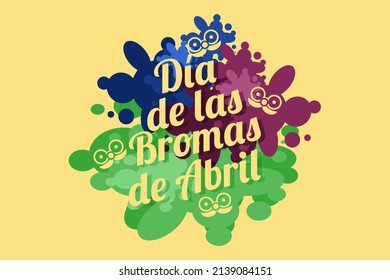 Translation: April fool's day. vector illustration. Suitable for greeting card, poster and banner.