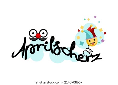 Translation: April fool's day. vector illustration. Suitable for greeting card, poster and banner.