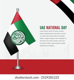 Translation Arabic Text : "National Day". UAE 53rd National Day 2024 Design with Arabic Calligraphy. UAE National Day Arabic Calligraphy Of National Day for Saudi, Kuwait, Oman , Qatar etc