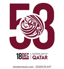 Translation Arabic Text: Qatar National Day. 53 Years Anniversary. December 18,2024
