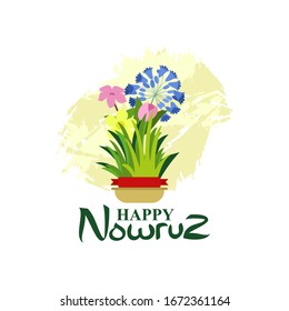 Translation: Blessed Nowruz. Happy Persian New Year (Nowruz) vector illustration. Suitable for greeting card, poster and banner.  