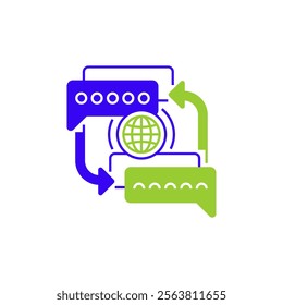 Translation Bubble Two Tone Color Icon. linear style sign for mobile concept and web design. Outline vector icon.