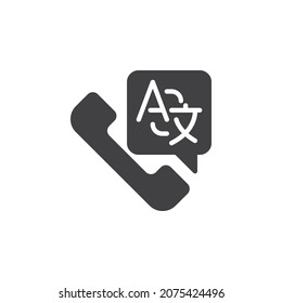 Translation call service vector icon. filled flat sign for mobile concept and web design. Online language translator glyph icon. Symbol, logo illustration. Vector graphics