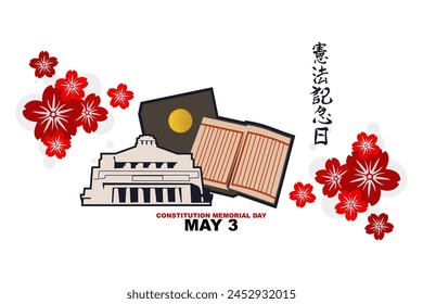 In: Constitution Memorial Day. 3. Mai, Tag des Gedenkens an die japanische Vektorillustration. Geeignet für Grußkarte, Poster und Banner