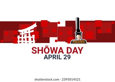 Übersetzung: Shōwa-Tag. Herzlichen Glückwunsch zum Geburtstag von Kaiser Shōwa (Shōwa Day), Vektorgrafik. Geeignet für Grußkarten, Poster und Banner