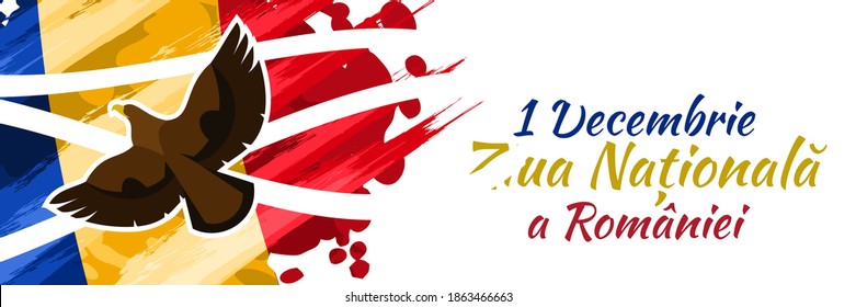 Translation: December 1, National Day of Romania. Great Union Day of Romania Vector Illustration. Suitable for greeting card, poster and banner. 