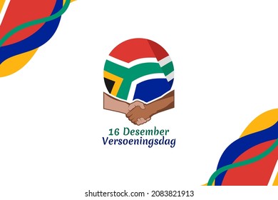 Traducción: 16 de diciembre, Día de la Reconciliación. Feliz Día de la Reconciliación de la ilustración vectorial de Sudáfrica. Adecuado para tarjetas de felicitación, afiches y banner.