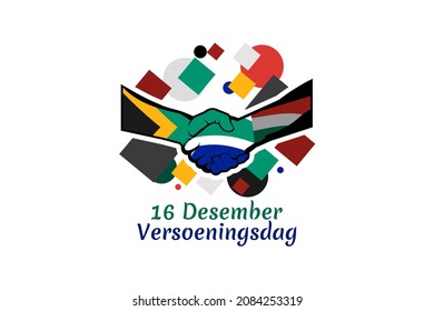 Traducción: 16 de diciembre, Día de la Reconciliación. Feliz Día de la Reconciliación de la ilustración vectorial de Sudáfrica. Adecuado para tarjetas de felicitación, afiches y banner.