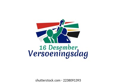 Translation: December 16, Reconciliation day. Happy Reconciliation day of South Africa  vector illustration. Suitable for greeting card, poster and banner.