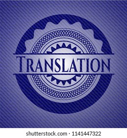 Translation emblem with denim high quality background