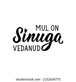 Translation from Estonian: I am lucky with you. Vector illustration. Lettering. Ink illustration.