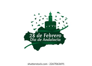 Translation: February 28, Andalusia Day vector illustration. Suitable for greeting card, poster and banner