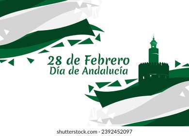 Translation: February 28, Andalusia Day vector illustration. Suitable for greeting card, poster and banner
