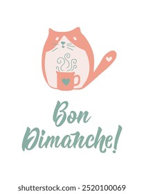 Translation from French - Happy Sunday. Perfect design for greeting cards, posters and social media. French Lettering. Bon Dimanche