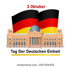 Translation from German: 3 October Day of German unity.  Vector illustration