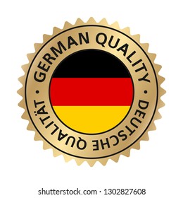 Translation: German quality. Badge, label gold gradient. Vector EPS 10