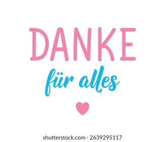 Translation from German: Thank you for everything. Perfect design for greeting cards, posters and social media. German Lettering.