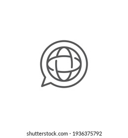 Translation Globe Line Icon Outline Vector Sign Linear Style Pictogram Isolated On White Symbol