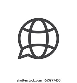 Translation globe line icon, outline vector sign, linear style pictogram isolated on white. Symbol, logo illustration. Thick line design. Pixel perfect graphics