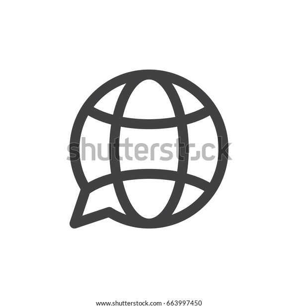 Translation globe line icon,\
outline vector sign, linear style pictogram isolated on white.\
Symbol, logo illustration. Thick line design. Pixel perfect\
graphics