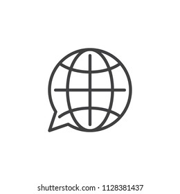 Translation globe outline icon. linear style sign for mobile concept and web design. language choose simple line vector icon. Symbol, logo illustration. Pixel perfect vector graphics