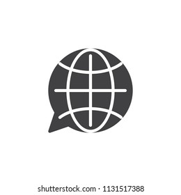 Translation globe vector icon. filled flat sign for mobile concept and web design. language choose simple solid icon. Symbol, logo illustration. Pixel perfect vector graphics