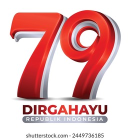 Translation : Happy 79th Indonesia Independence Day with simple and modern design