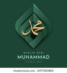 Translation : Happy Birthday of Prophet Muhammad. Milad un Nabi Mubarak Means Happy Birthday of Prophet Muhammad. Vector Illustration of Mawlid Celebration Design