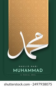 Translation : Happy Birthday of Prophet Muhammad. Milad un Nabi Mubarak Means Happy Birthday of Prophet Muhammad. Vector Illustration of Mawlid Celebration Design