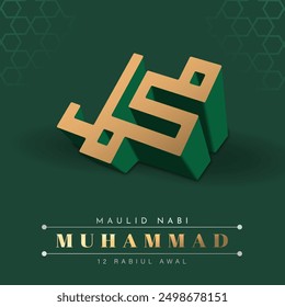 Translation : Happy Birthday of Prophet Muhammad. Milad un Nabi Mubarak Means Happy Birthday of Prophet Muhammad. Vector Illustration of Mawlid Celebration Design