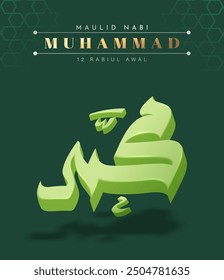 Translation : Happy Birthday of Prophet Muhammad. Milad un Nabi Mubarak Means Happy Birthday of Prophet Muhammad. Vector Illustration of Mawlid Celebration Design